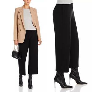Eileen Fisher Cropped Black Straight Leg Silk & Cotton Blend Pants Size Large